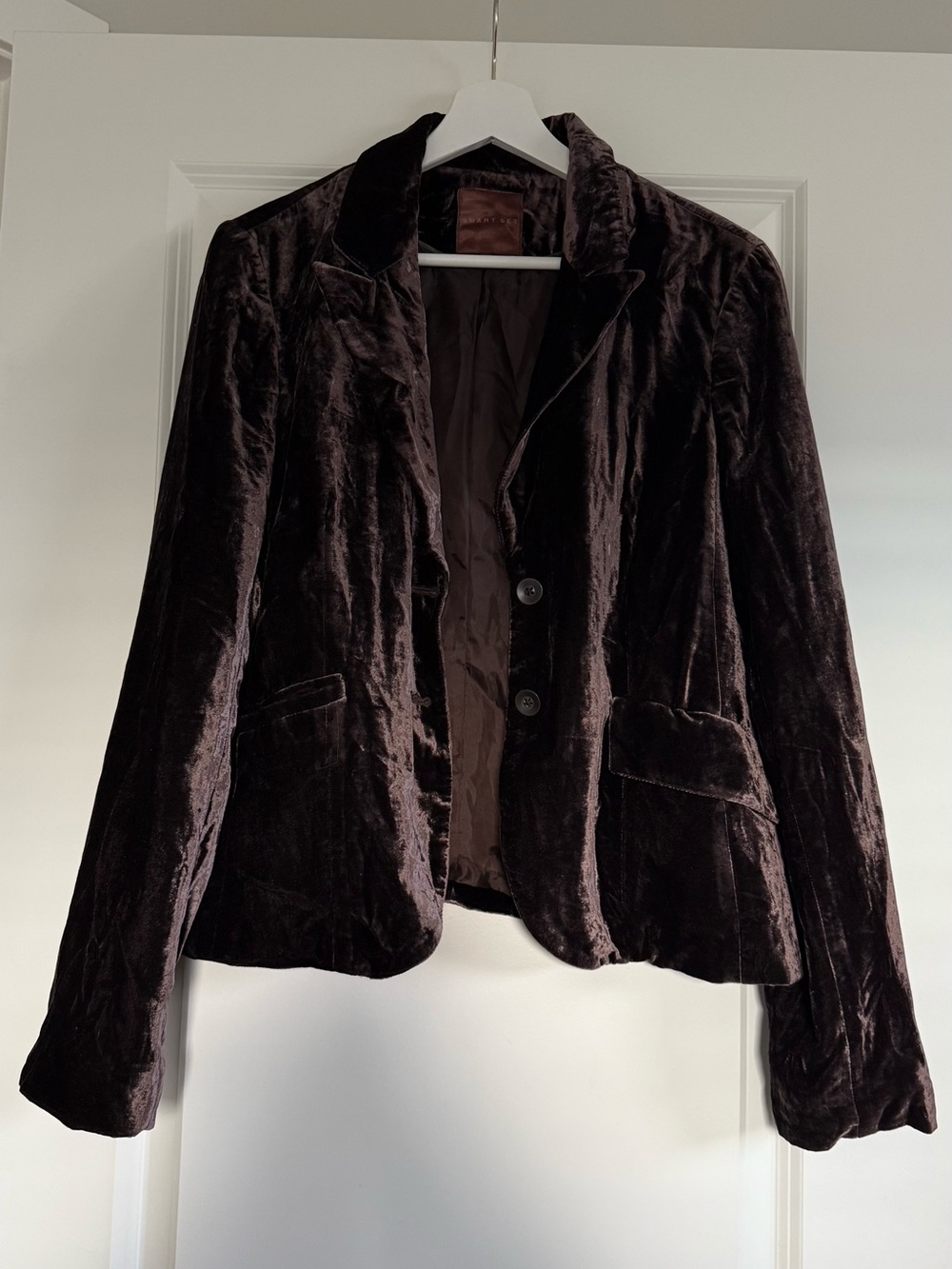 Smart Set Velvet Blazer in Dark Brown